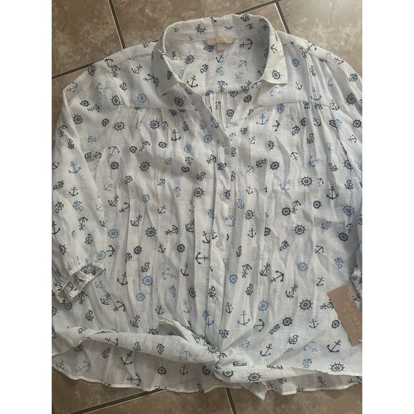 NWT Hope And Harlow 3X Printed Lightweight Tie Blouse Top - Picture 1 of 7